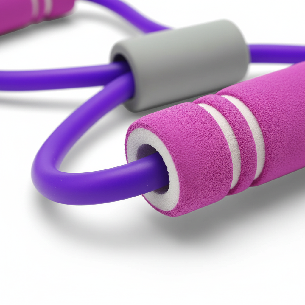 Figure eight resistance band with soft foam handles for full body workouts