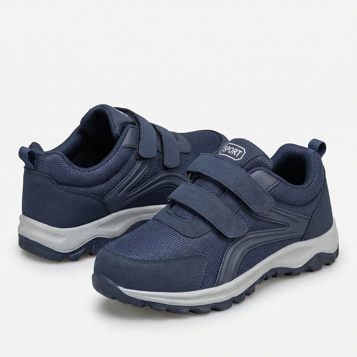 Wide fit orthopaedic walking shoe with velcro straps and padded sole