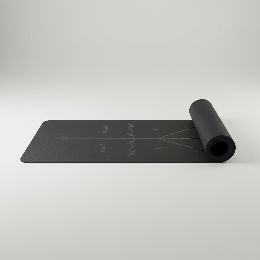 Non-slip yoga mat with alignment guides and cushioned support