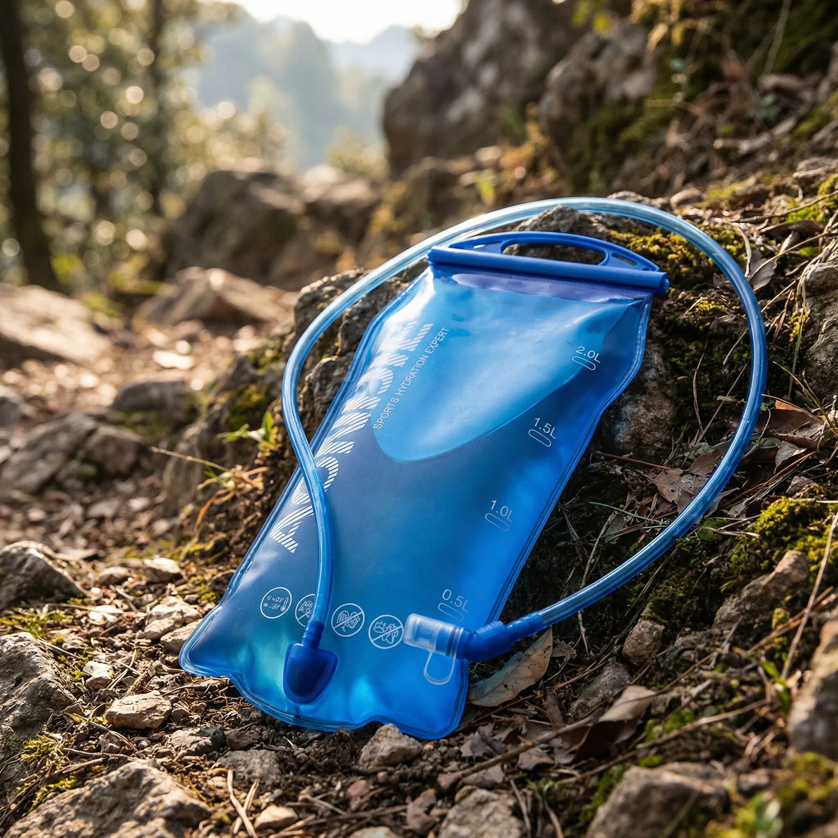 Flexible BPA-free hydration bladder with bite valve drinking tube