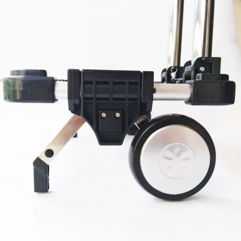 Foldable hand trolley with retractable handle and rolling wheels