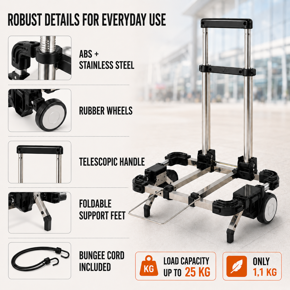 Thrives Outdoor | Foldaroo Foldable Wheeled Luggage Trolley