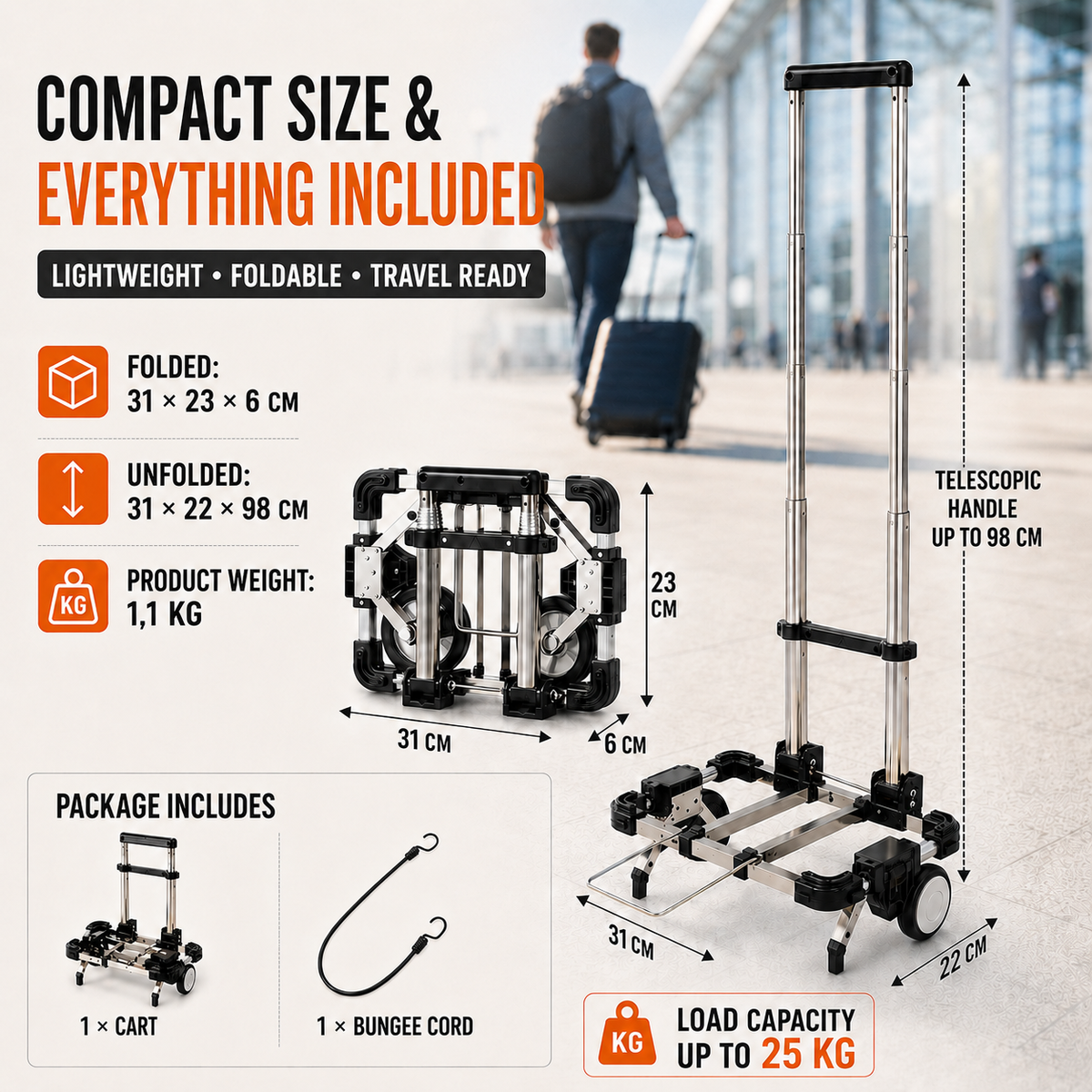 Thrives Outdoor | Foldaroo Foldable Wheeled Luggage Trolley