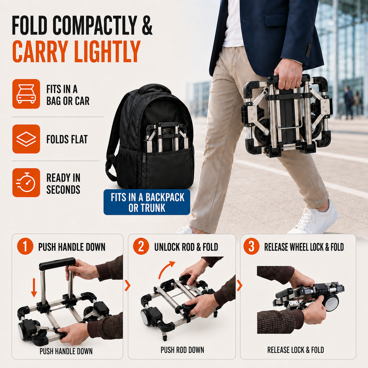 Thrives Outdoor | Foldaroo Foldable Wheeled Luggage Trolley