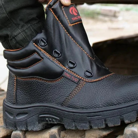 Men's mid-ankle safety boot puncture resistant slip-resistant work