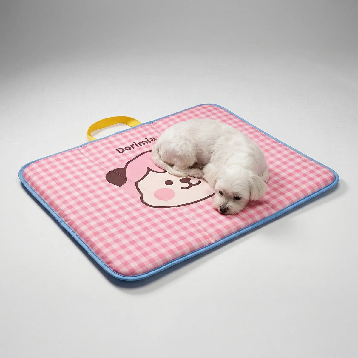Plaid cooling mat for dogs and cats with cool-to-touch surface
