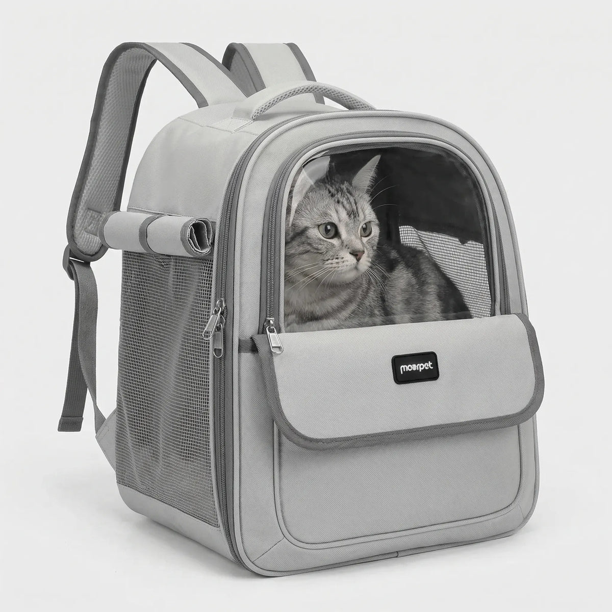 Foldable pet carrier backpack with breathable mesh and bubble window