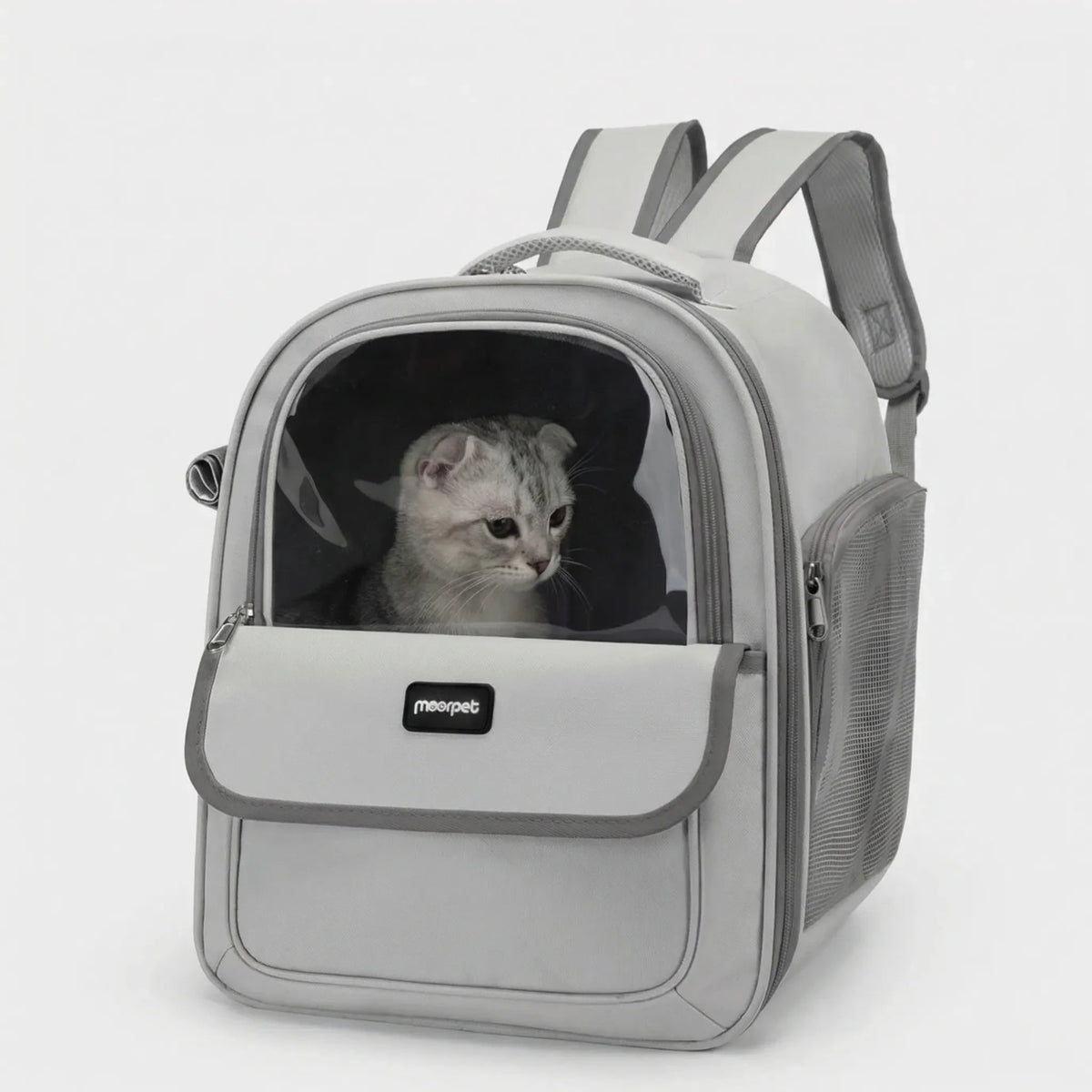 Foldable pet carrier backpack with breathable mesh and bubble window