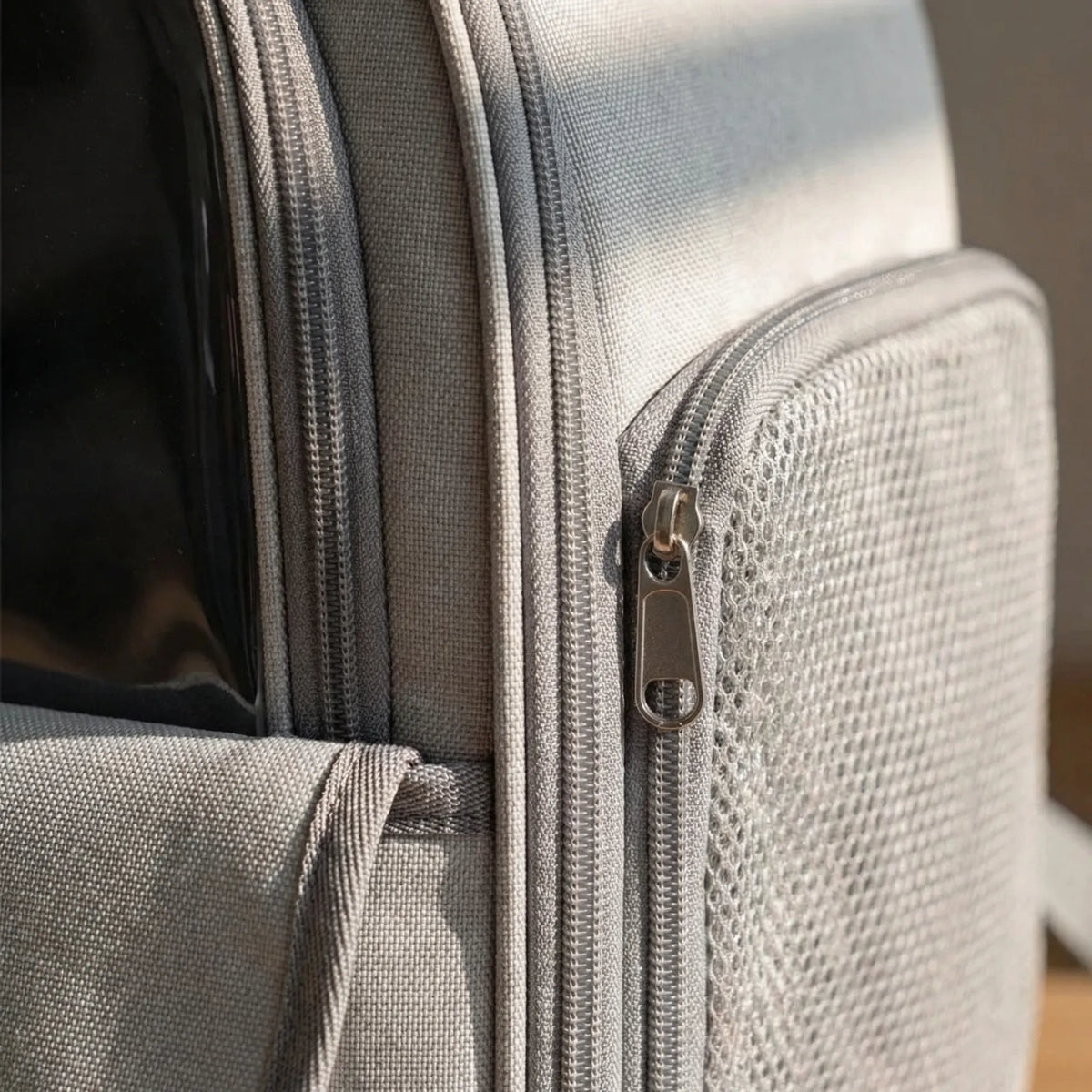 Foldable pet carrier backpack with breathable mesh and bubble window