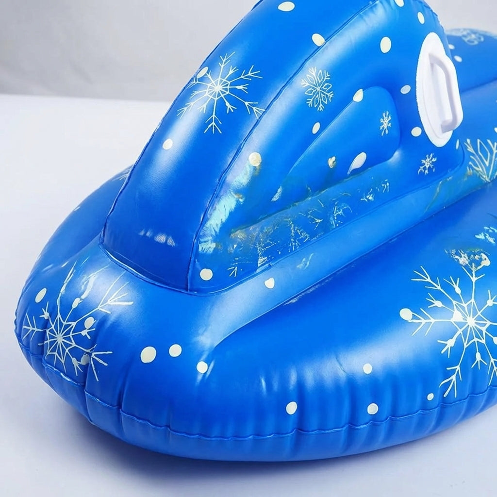 Inflatable snow tube with cushioned seating and compact portable design