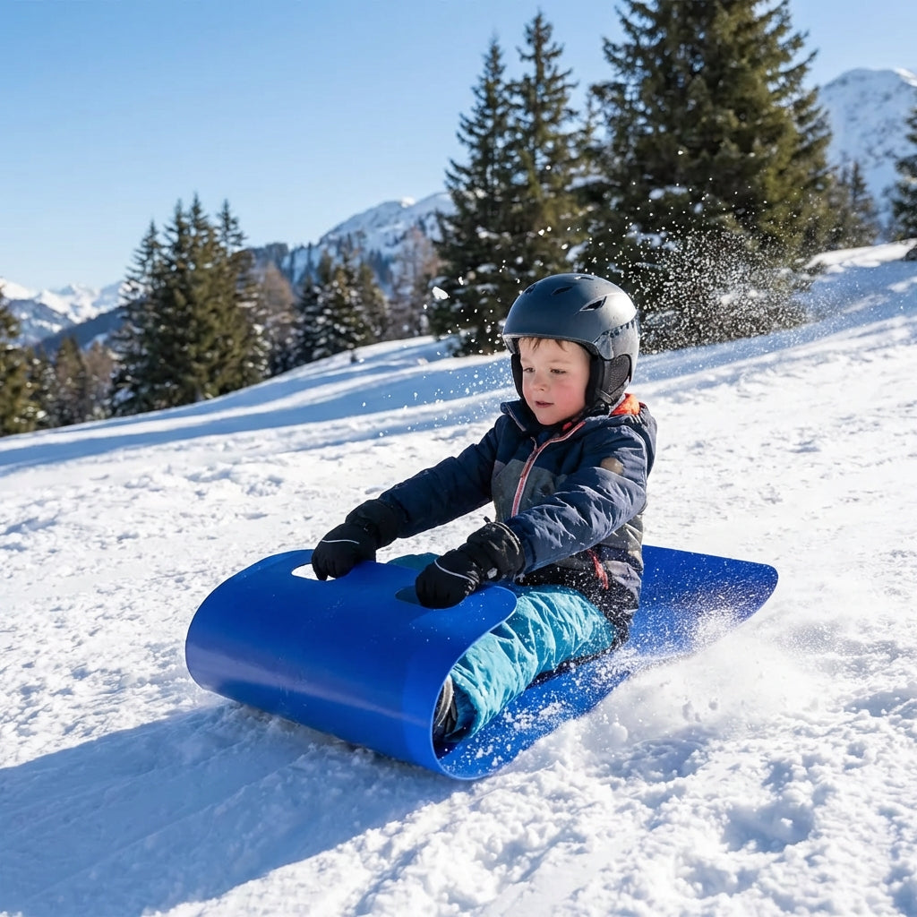 Foldable roll up sled pad with handles for portable sledding