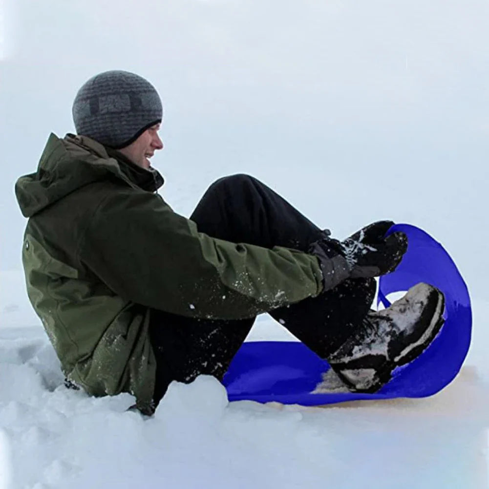 Foldable roll up sled pad with handles for portable sledding