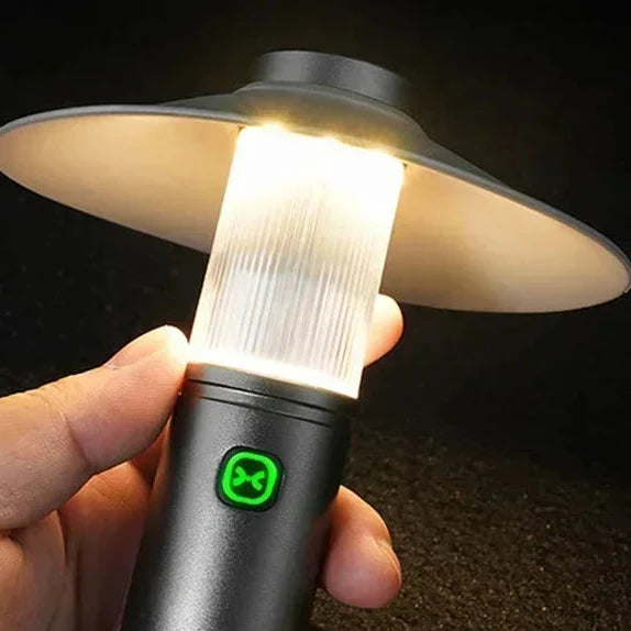 Rechargeable LED camping lantern with waterproof design and hanging loop