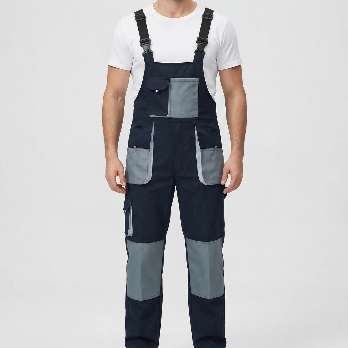 Men's work jumpsuit with multiple pockets and wear-resistant construction