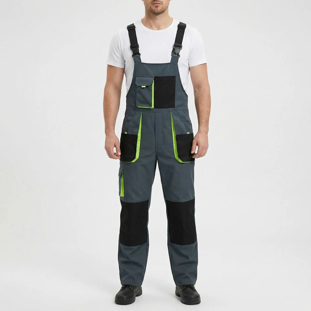 Men's work jumpsuit with multiple pockets and wear-resistant construction