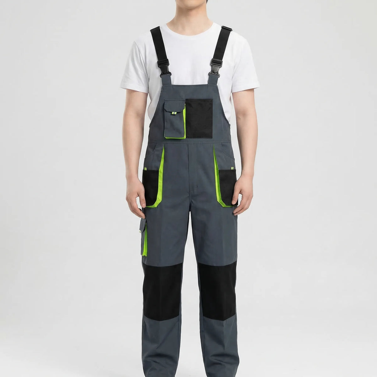 Men's work jumpsuit with multiple pockets and wear-resistant construction