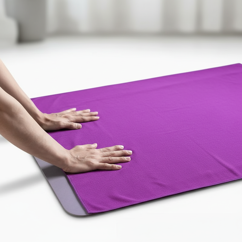 Non-slip yoga towel with patterned grip points and high absorbency