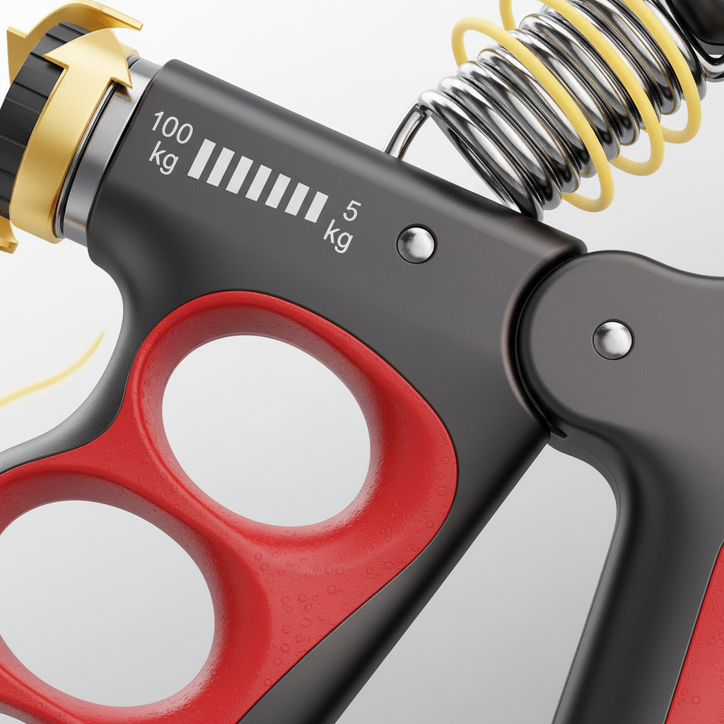 Adjustable hand grip strengthener with ergonomic finger grooves