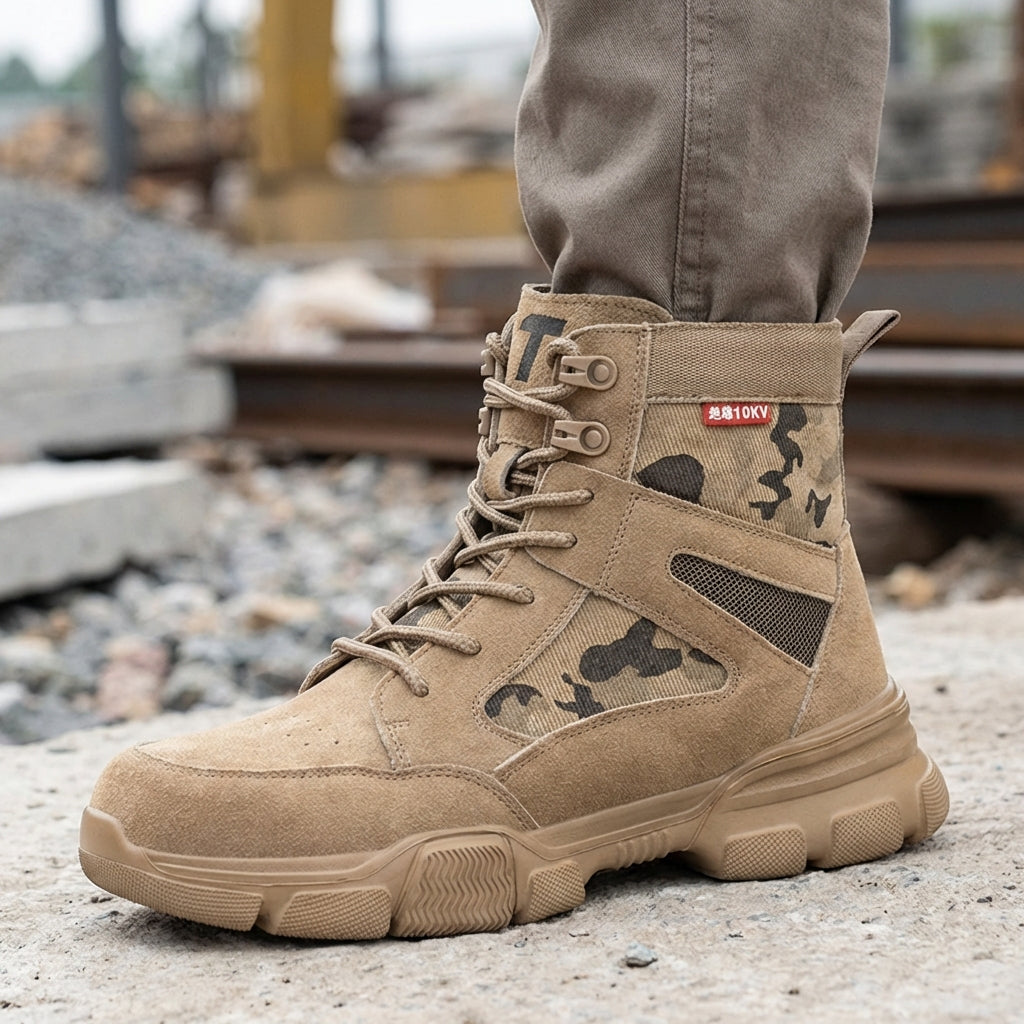 Mid-height tactical safety sneaker with impact and puncture protection