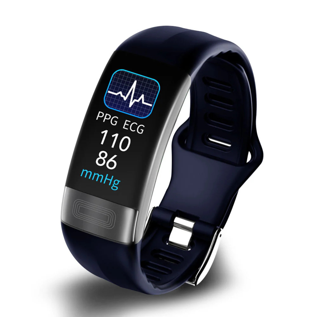 Health smartwatch with ECG and blood pressure monitoring