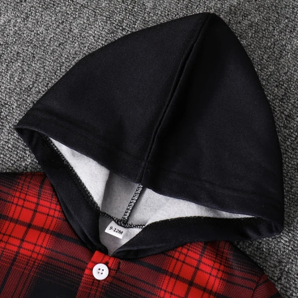 Toddler hooded fleece lined set with check pattern jacket and pants
