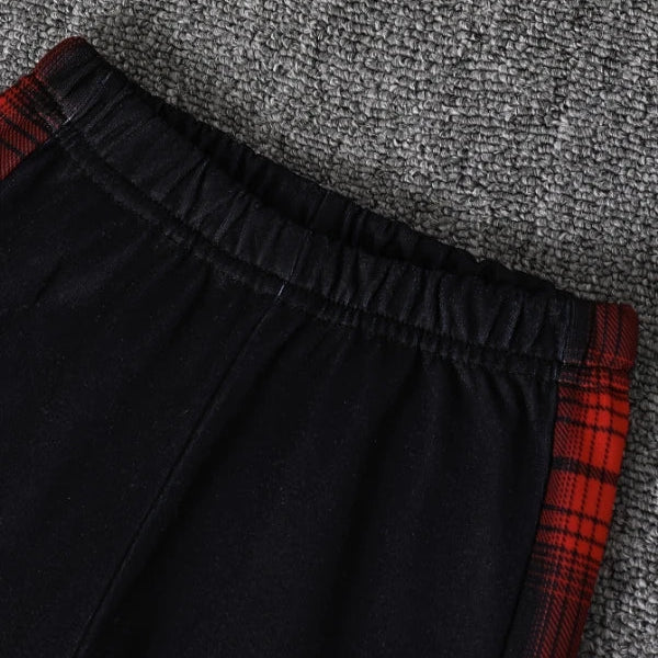 Toddler hooded fleece lined set with check pattern jacket and pants