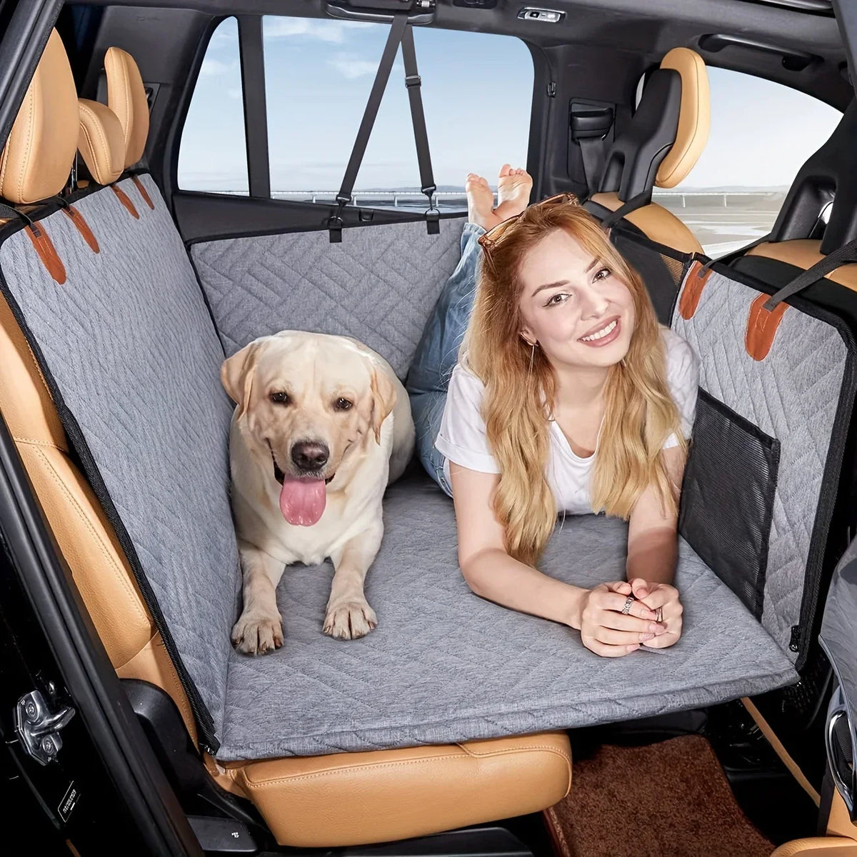 Dog car seat cover waterproof hammock style non-slip underside