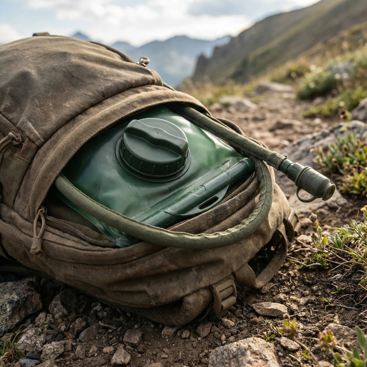 Collapsible hydration reservoir with bite valve and drinking tube