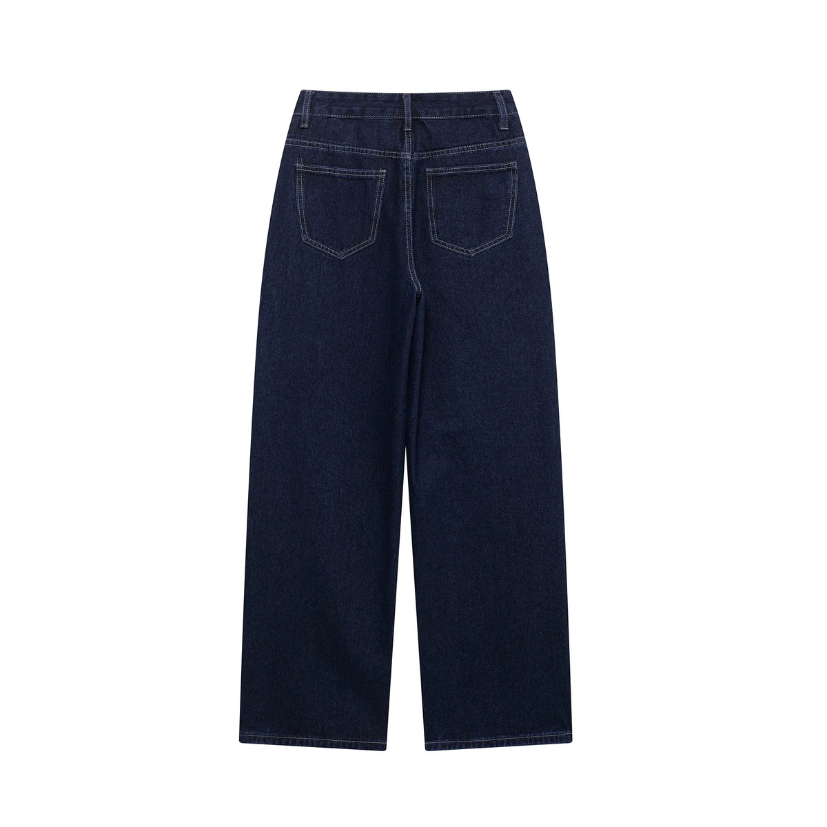 Women's denim co-ord set with belted jacket and wide-leg pants in indigo wash