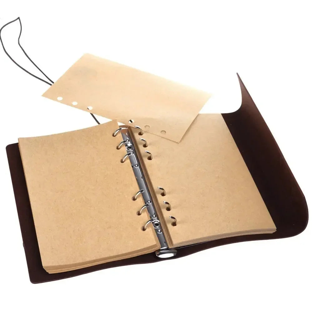 Retro travel journal with replaceable refill pages and secure closure