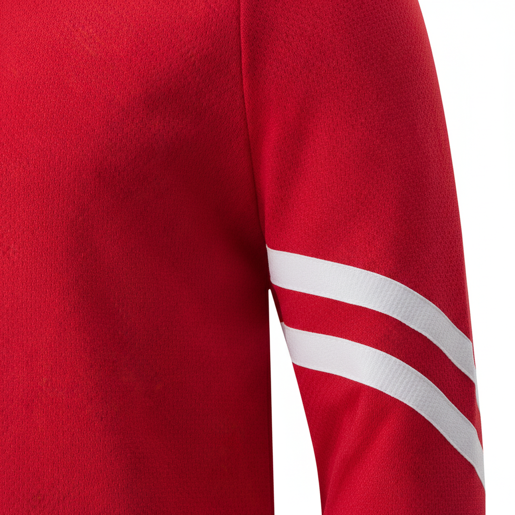 Kids long sleeve sports shirt with moisture-wicking fabric and sleeve stripes