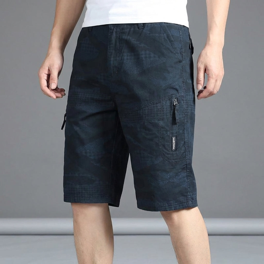 Men's knee-length cargo shorts with secure pockets and relaxed fit