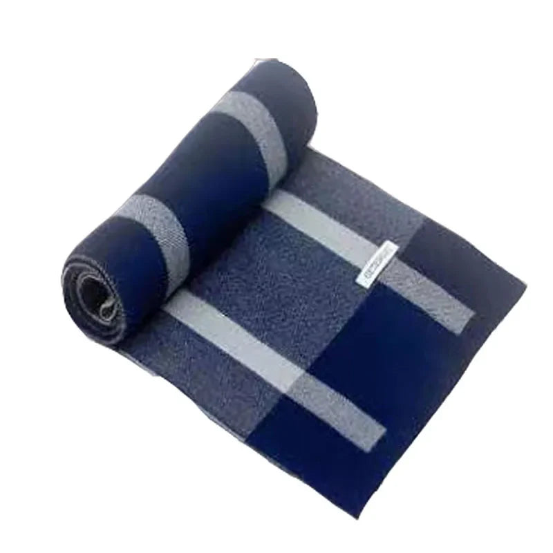 Men's warm knit winter scarf with patchwork design and extra length