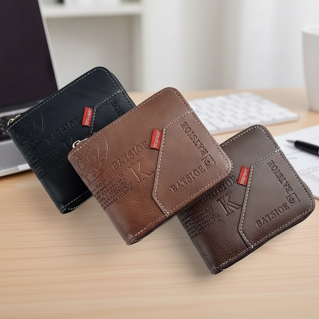 Compact zip around wallet with card slots and coin compartment