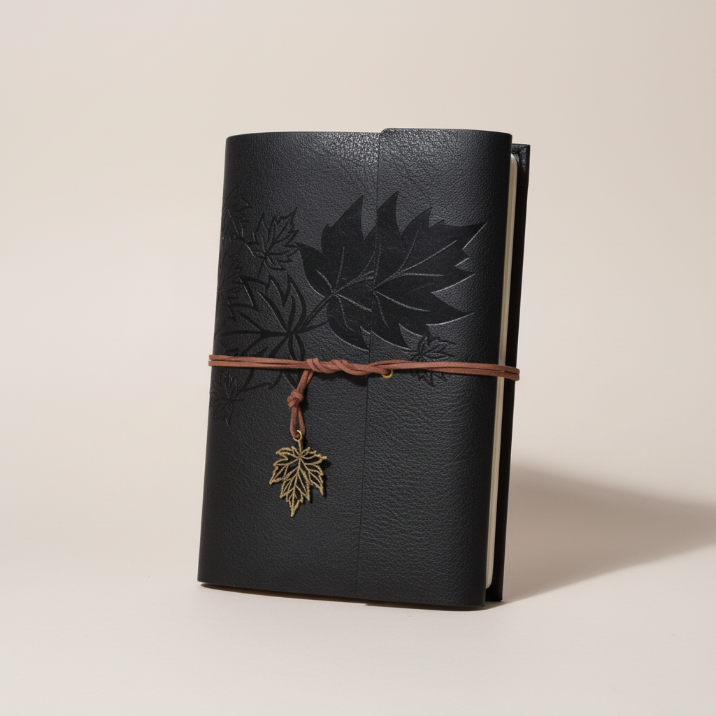 Vintage travellers notebook with refillable loose leaf pages and wraparound closure