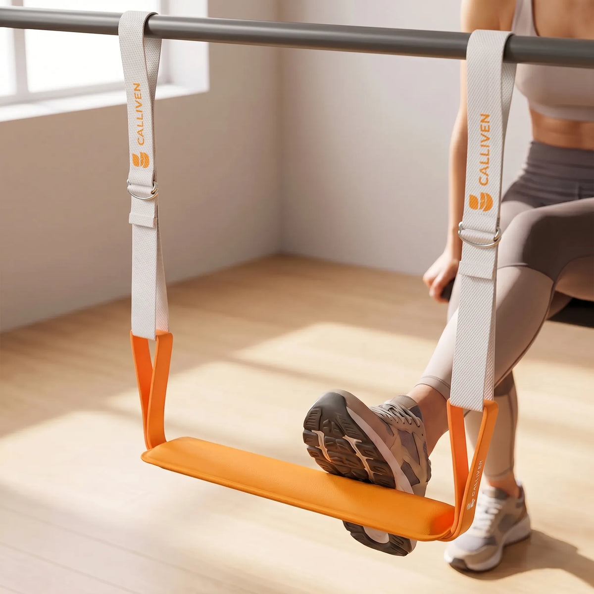 Pull up assistance band set with adjustable straps and padded foot rest