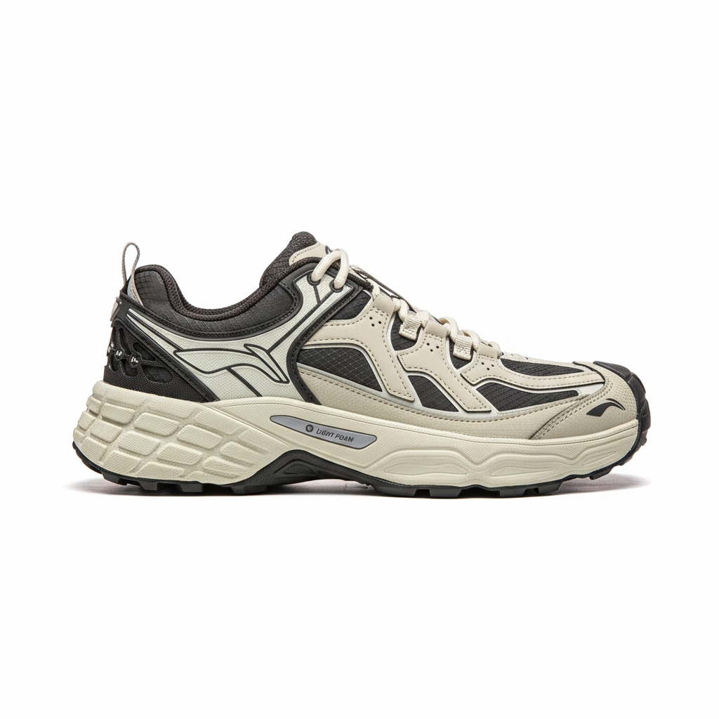 Lightweight hiking shoe with foam cushioning and breathable polyester upper