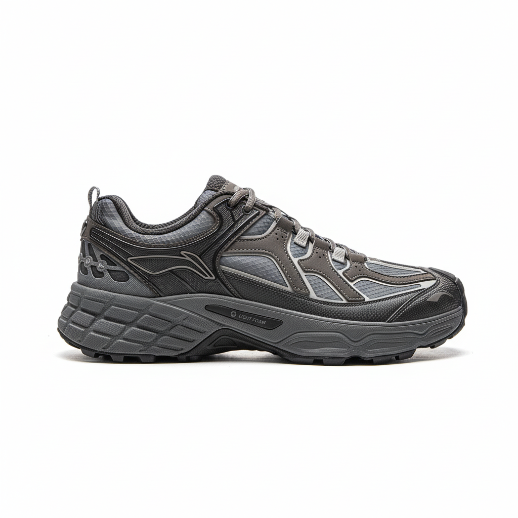 Lightweight hiking shoe with foam cushioning and breathable polyester upper