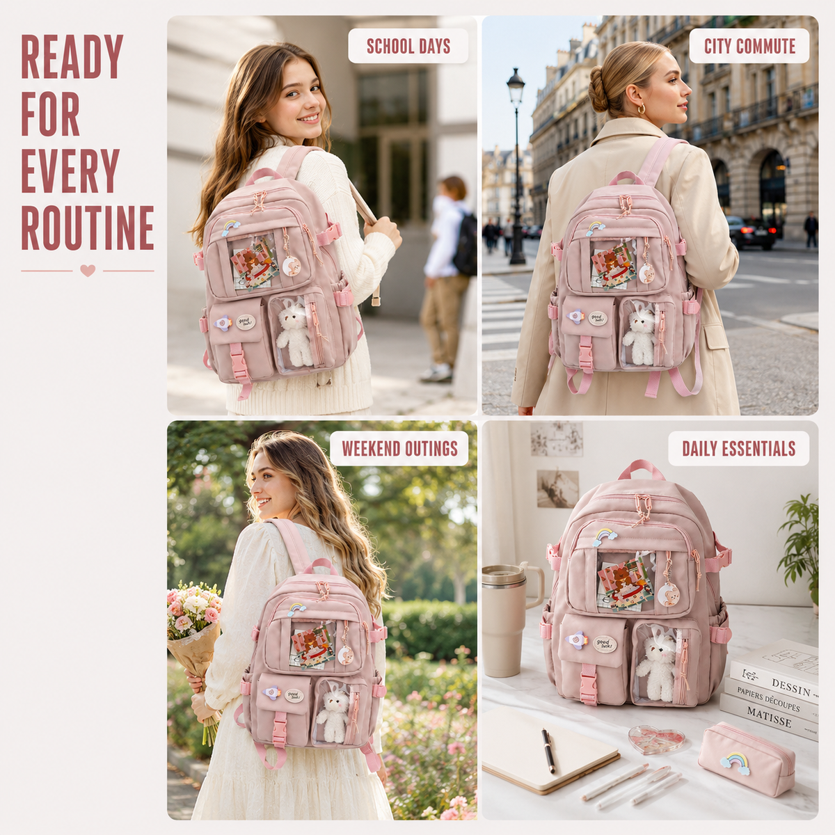 Thrives Outdoor | Lilacory Preppy-Style Student Backpack