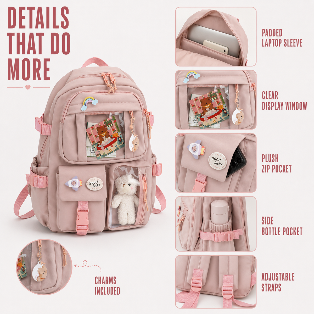 Thrives Outdoor | Lilacory Preppy-Style Student Backpack