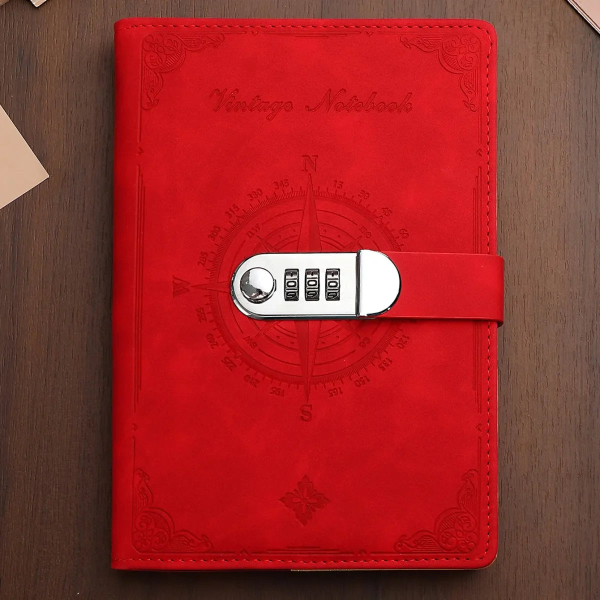 A5 locked journal with retro embossed cover and combination lock