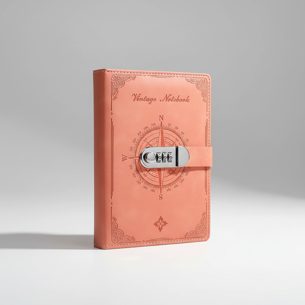 A5 locked journal with retro embossed cover and combination lock