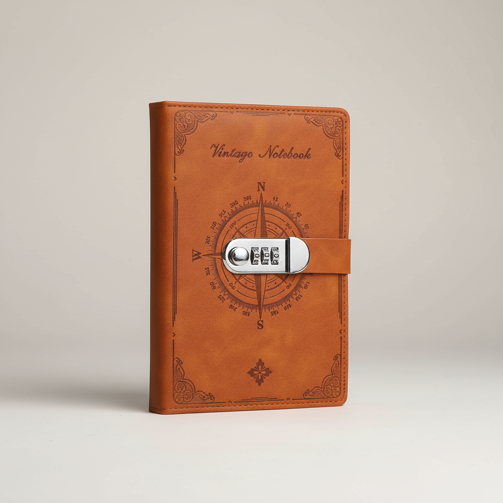 A5 locked journal with retro embossed cover and combination lock