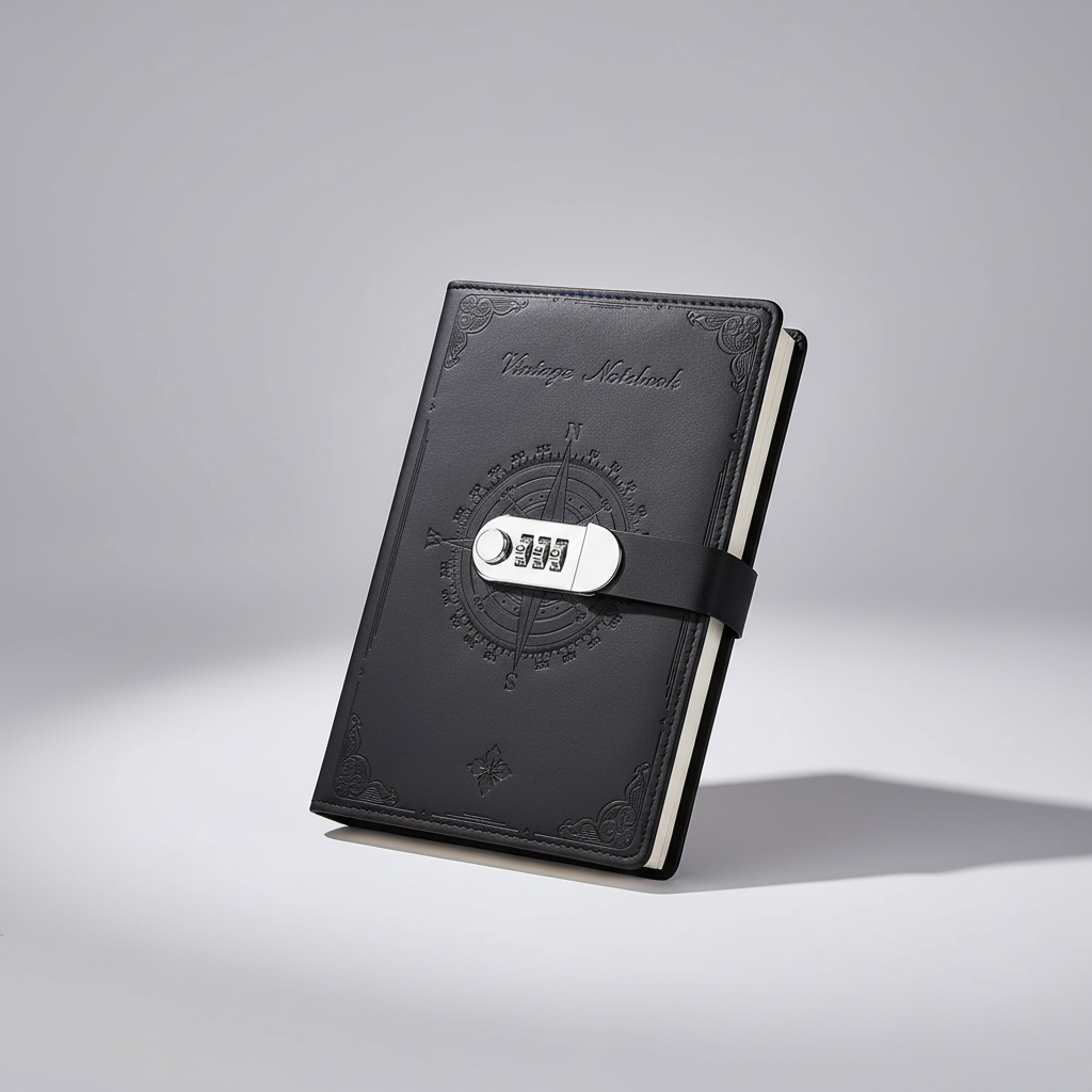 A5 locked journal with retro embossed cover and combination lock