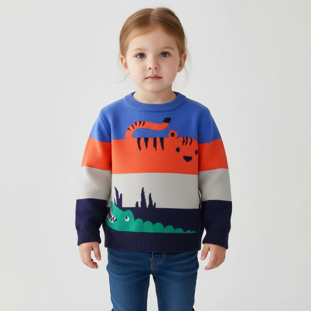 Kids striped cotton pullover with long sleeves and regular fit