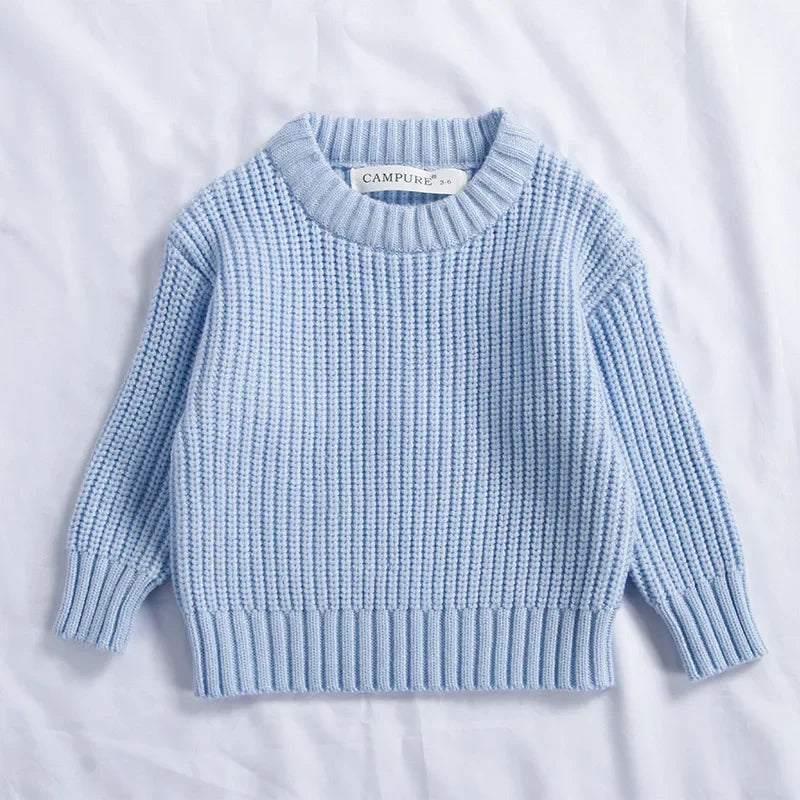 Long sleeve knitted pullover for babies and toddlers