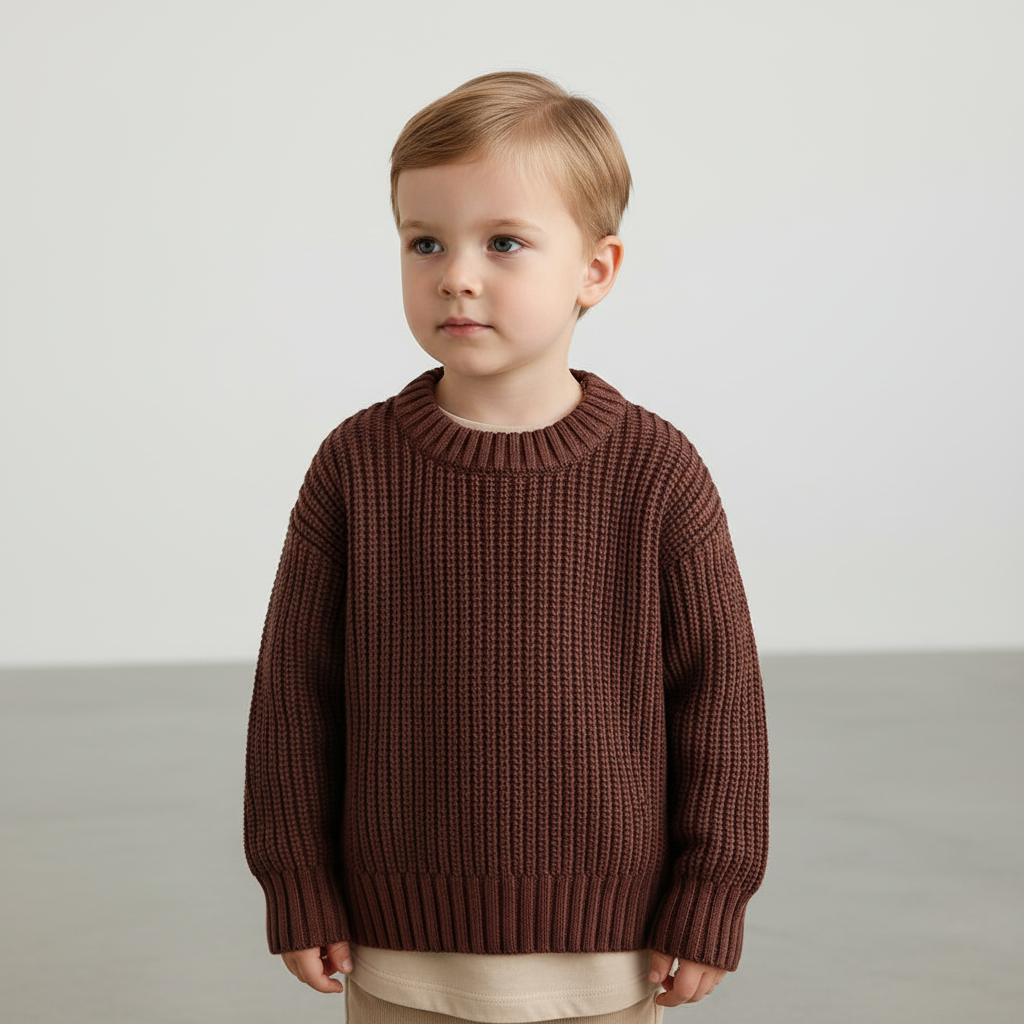 Long sleeve knitted pullover for babies and toddlers