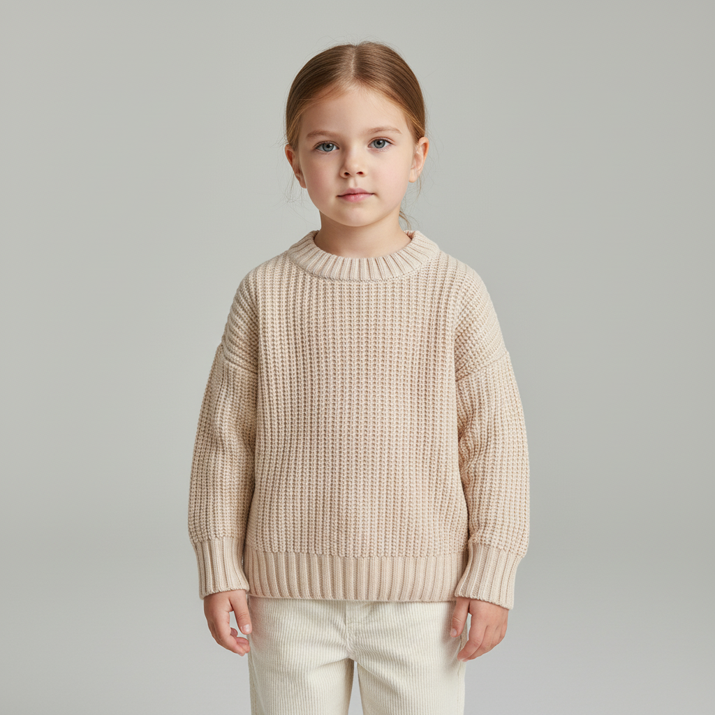 Long sleeve knitted pullover for babies and toddlers