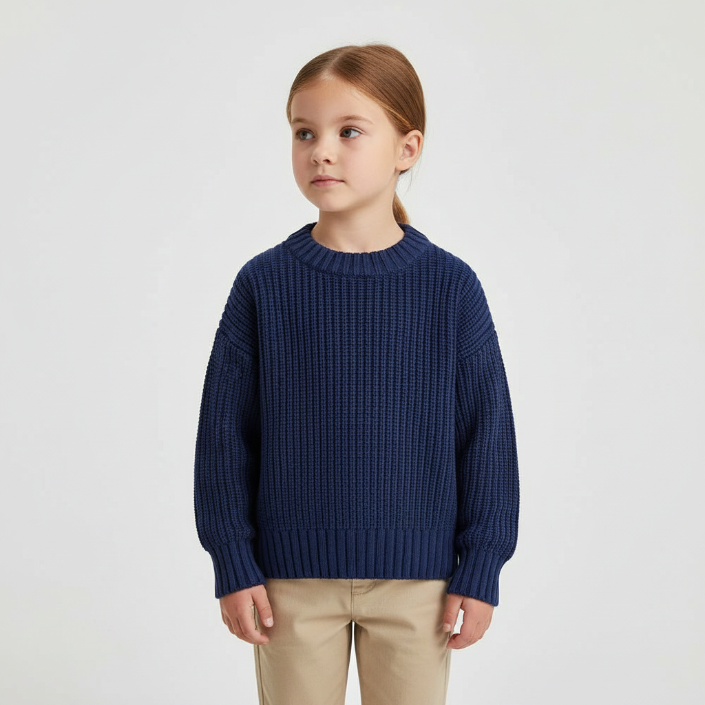 Long sleeve knitted pullover for babies and toddlers