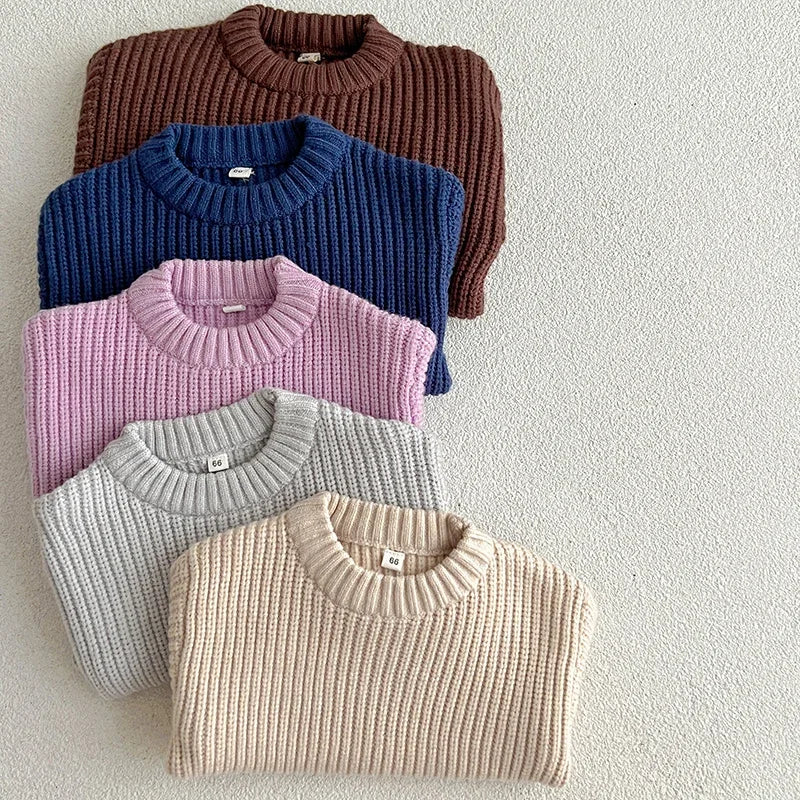 Long sleeve knitted pullover for babies and toddlers